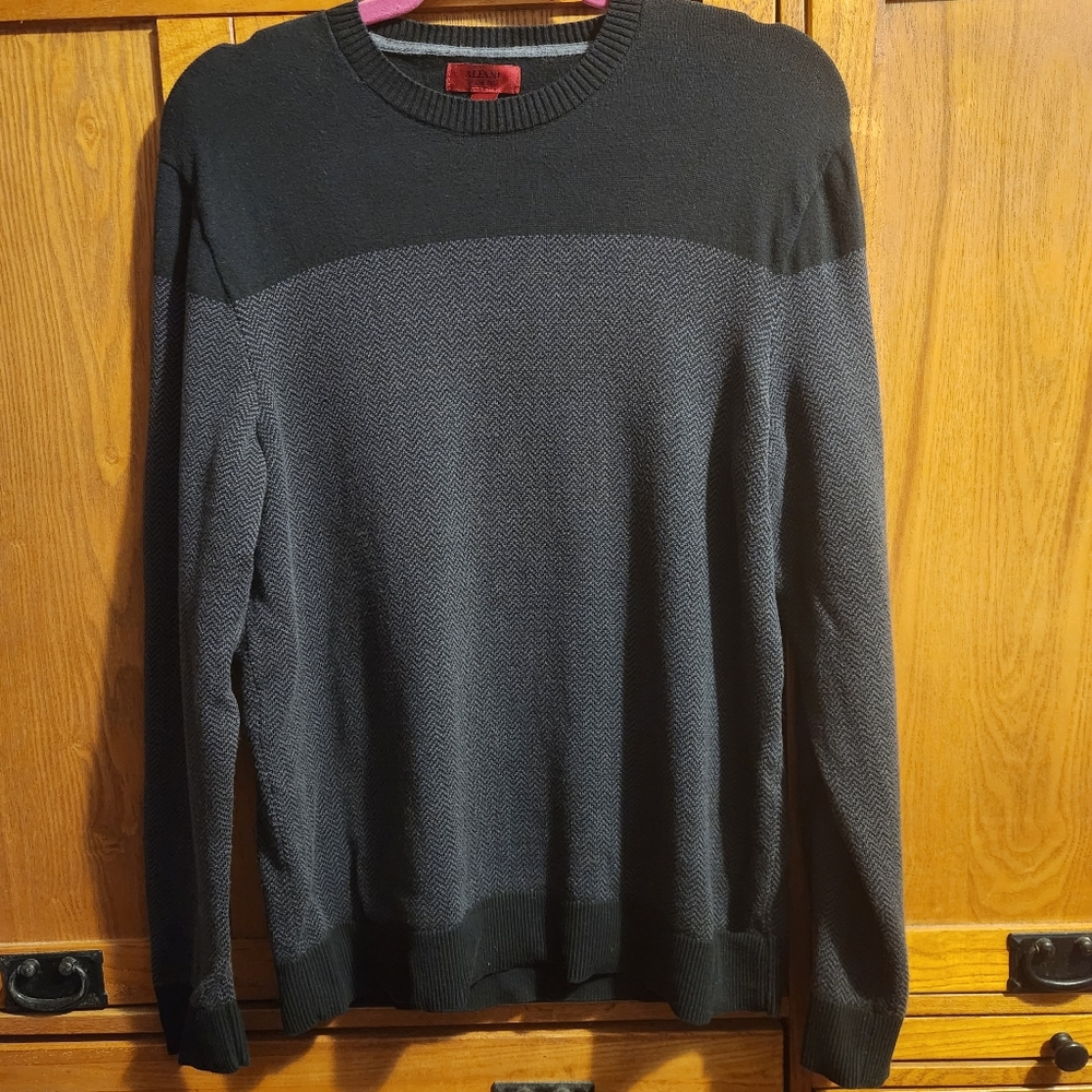 Alfani Men's 100% Cotton Slim Fit Crewneck Black & Gray Pullover Sweater Size M